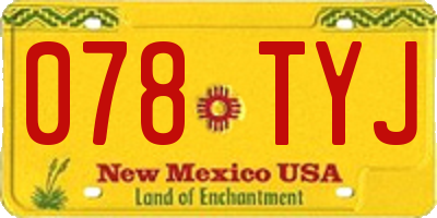 NM license plate 078TYJ
