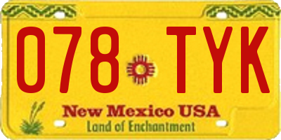 NM license plate 078TYK