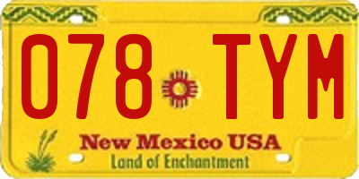 NM license plate 078TYM