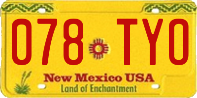 NM license plate 078TYO