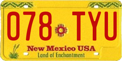 NM license plate 078TYU