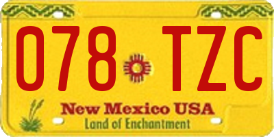 NM license plate 078TZC
