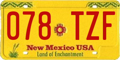 NM license plate 078TZF