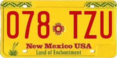 NM license plate 078TZU