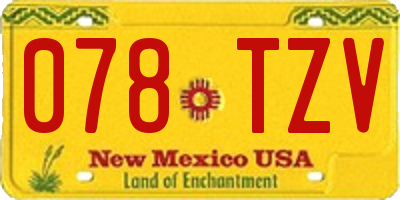NM license plate 078TZV