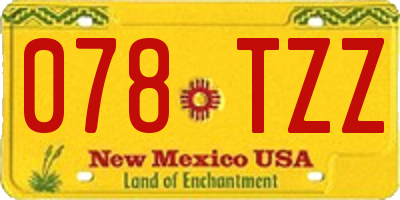 NM license plate 078TZZ