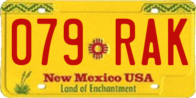 NM license plate 079RAK