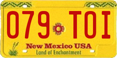 NM license plate 079TOI