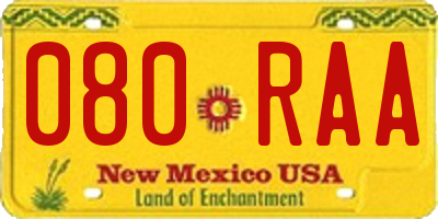 NM license plate 080RAA