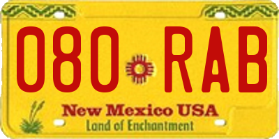 NM license plate 080RAB