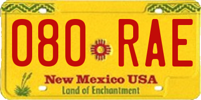 NM license plate 080RAE