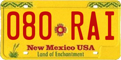 NM license plate 080RAI