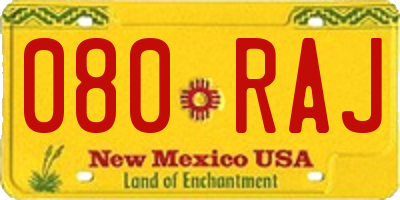 NM license plate 080RAJ