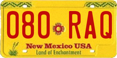 NM license plate 080RAQ