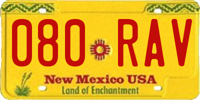 NM license plate 080RAV