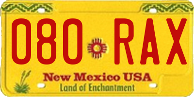 NM license plate 080RAX