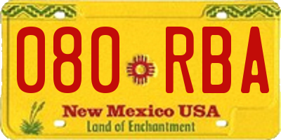 NM license plate 080RBA