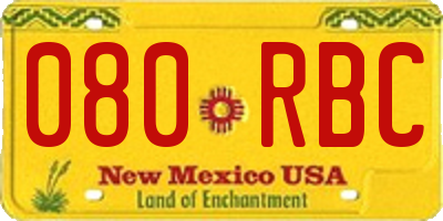 NM license plate 080RBC