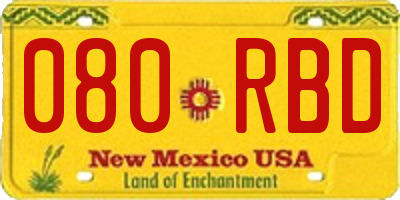 NM license plate 080RBD