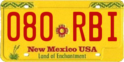 NM license plate 080RBI