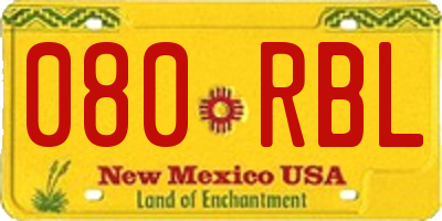 NM license plate 080RBL