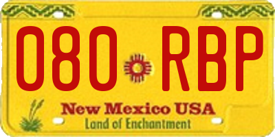 NM license plate 080RBP