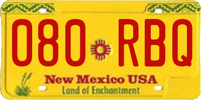 NM license plate 080RBQ