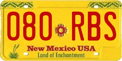 NM license plate 080RBS