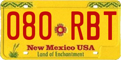 NM license plate 080RBT