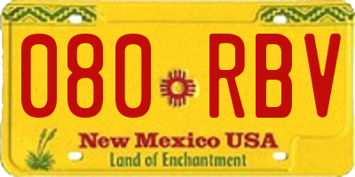 NM license plate 080RBV