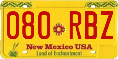 NM license plate 080RBZ