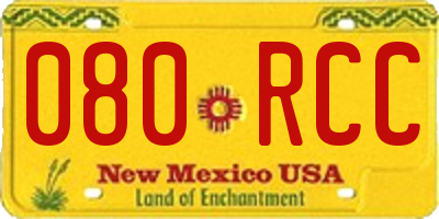 NM license plate 080RCC