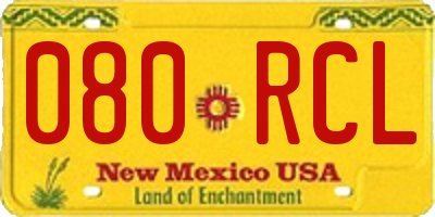 NM license plate 080RCL
