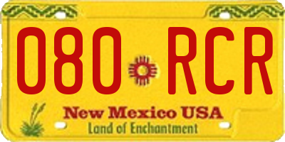 NM license plate 080RCR