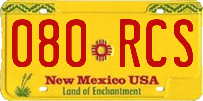 NM license plate 080RCS