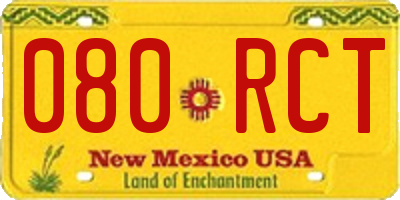 NM license plate 080RCT