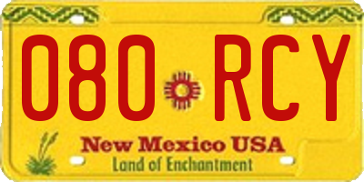 NM license plate 080RCY