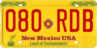 NM license plate 080RDB