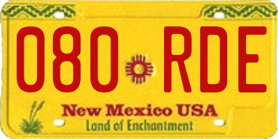 NM license plate 080RDE