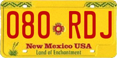 NM license plate 080RDJ