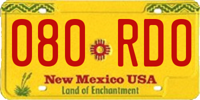 NM license plate 080RDO