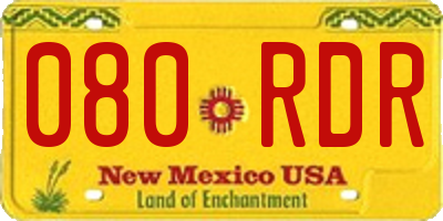 NM license plate 080RDR