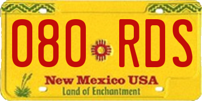 NM license plate 080RDS
