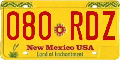 NM license plate 080RDZ
