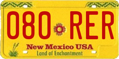 NM license plate 080RER