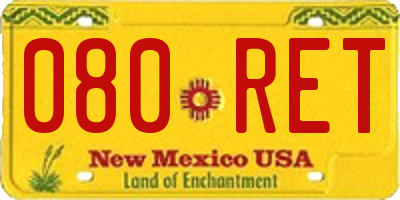 NM license plate 080RET