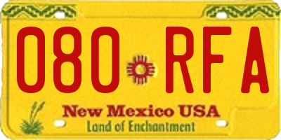 NM license plate 080RFA