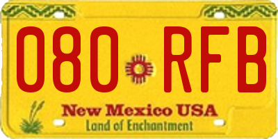 NM license plate 080RFB