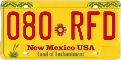 NM license plate 080RFD