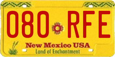 NM license plate 080RFE